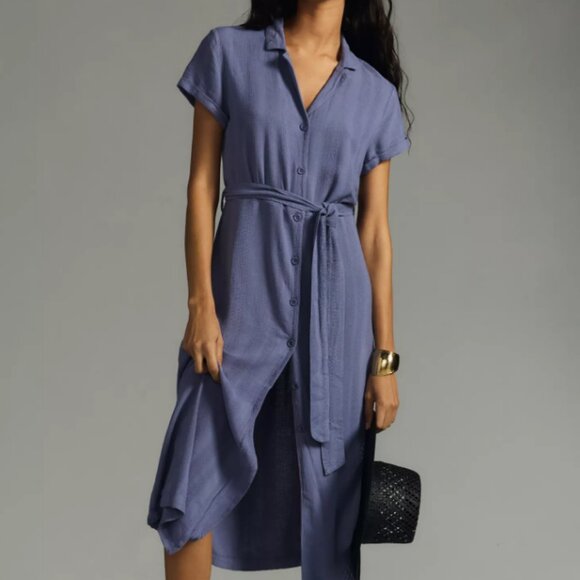 cloth & stone Dresses & Skirts - Anthropologie Cloth & Stone Dress Size Medium Blue Buttondown Belted Dress